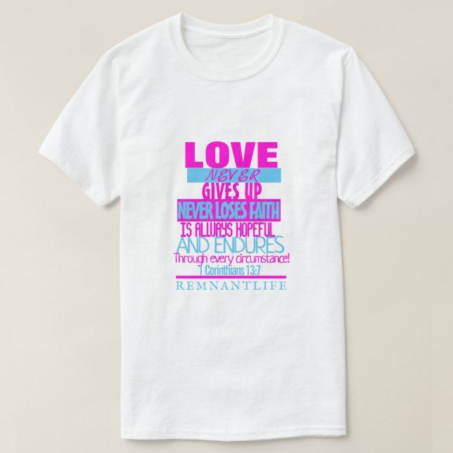 CAMISETA EL AMOR NUNCA SE RINDE (Diseño del anverso)