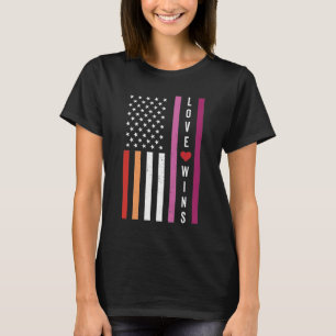 Camiseta El amor por el orgullo lésbico LGBTQ gana la bande