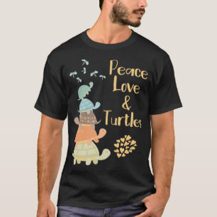 Camiseta El amor por la paz y las tortugas cubren a la tort