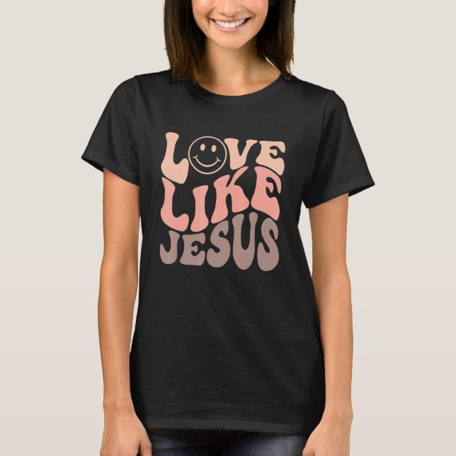 Camiseta El amor retro como Jesús Cara feliz Estética Trend (Anverso)
