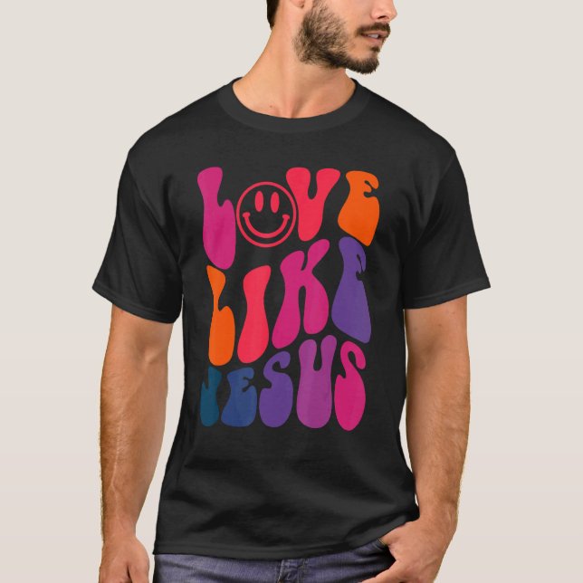 Camiseta El amor retro como Jesús Dios religioso Palabra cr (Anverso)