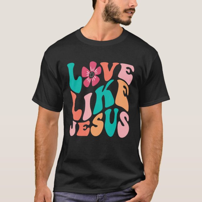 Camiseta El amor retro como Jesús sonreír cara a cara Estét (Anverso)