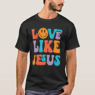 Camiseta El amor retro como Jesús sonreír cara a cara Estét