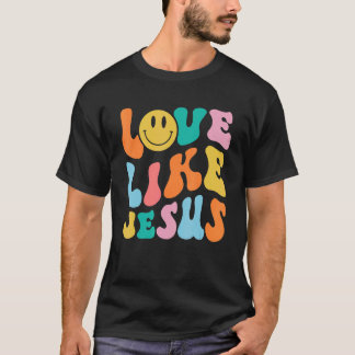 Camiseta El amor retro como Jesús sonreír cara a cara Estét
