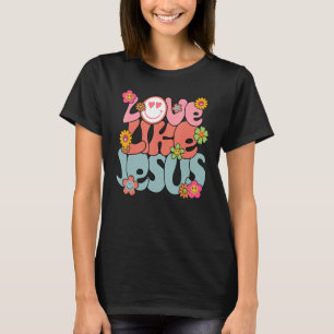 Camiseta El amor retro como Jesús sonreír cara a cara Estét