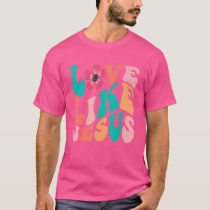 Camiseta El amor retro como Jesús sonreír cara a cara Estét