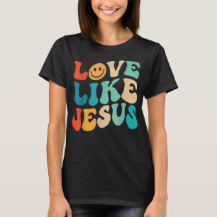 Camiseta El amor retro como Jesús sonreír cara a cara Estét
