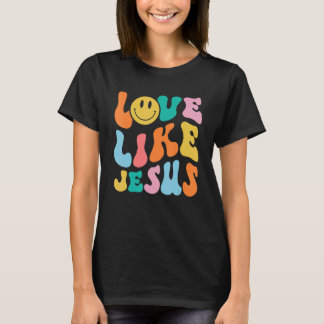 Camiseta El amor retro como Jesús sonreír cara a cara Estét
