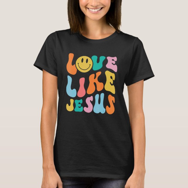 Camiseta El amor retro como Jesús sonreír cara a cara Estét (Anverso)