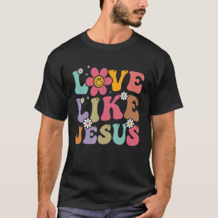 Camiseta El amor retro como Jesús sonreír cara a cara Estét