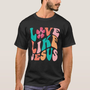Camiseta El amor retro como Jesús sonreír cara a cara Estét