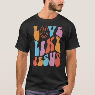 Camiseta El amor retro como Jesús Sonriendo Cara Rojo Crist