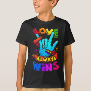 Camiseta El amor siempre gana ASL Concienciación sorda Orgu