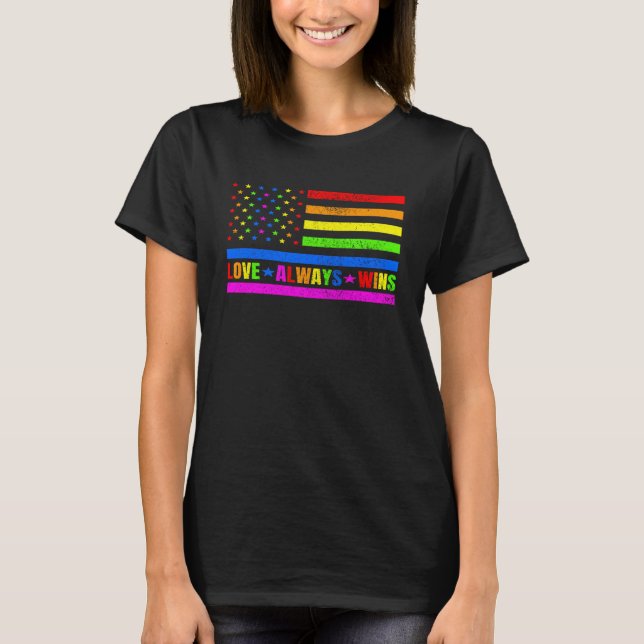 Camiseta El amor siempre gana la bandera gay Día del orgull (Anverso)