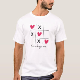 Camiseta El amor siempre gana Valentines Tic Tac Toe