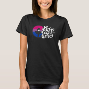 Camiseta El amor vive aquí LGBTQ bisexual Unitario Universa