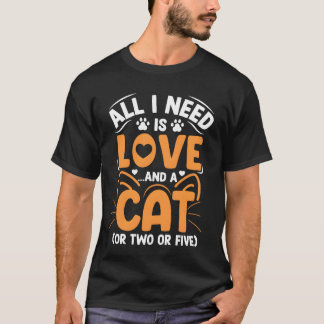 Camiseta El amor y el gato son divertidos y adoran a los ga