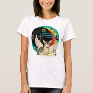 Camiseta El ángel del gato de Sphynx se va volando arte del