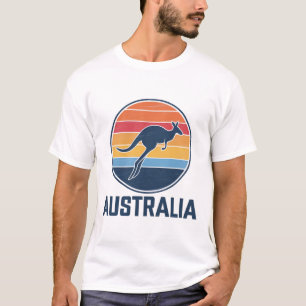 Camiseta El animal retro australiano del atardecer salta al