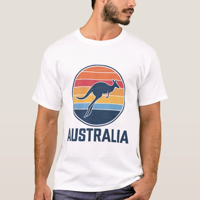 Camiseta El animal retro australiano del atardecer salta al (Anverso)