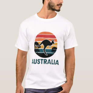 Camiseta El animal retro australiano del atardecer salta al