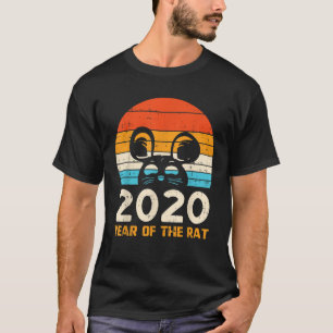Camiseta El año 2020 del Rat Retro Cute lunar nuevo chino