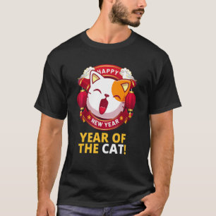 Camiseta El Año Cuto Del Gato Afortunado Año Nuevo Chino Fe