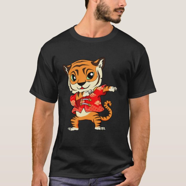 Camiseta El Año Dabbing Del Tigre Feliz Año Nuevo Chino 2 (Anverso)