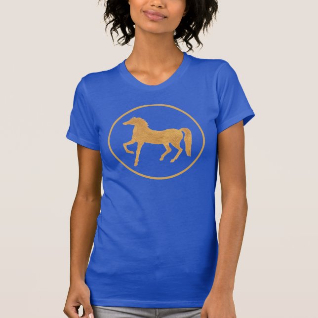 Camiseta El año del caballo brillante azul del tanque femen (Anverso)