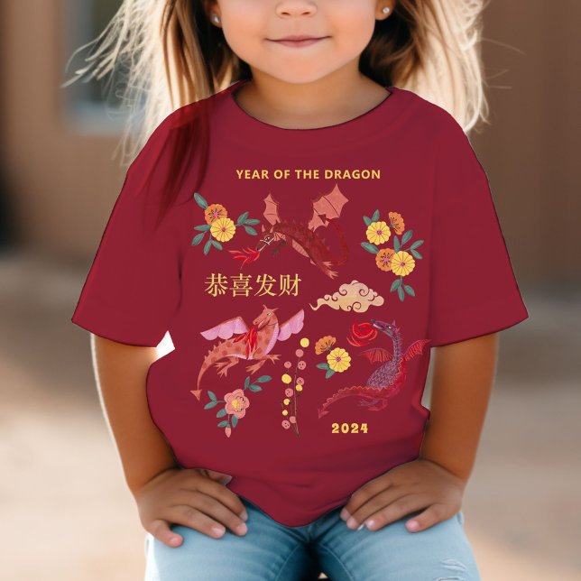 Camiseta El año nuevo lunar chino del rojo dragón (Chinese Red Lunar New Year Party T-Shirt)