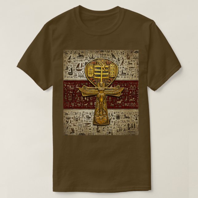 Camiseta El antiguo egipcio Ebros Crux Ansata con alas abie (Diseño del anverso)