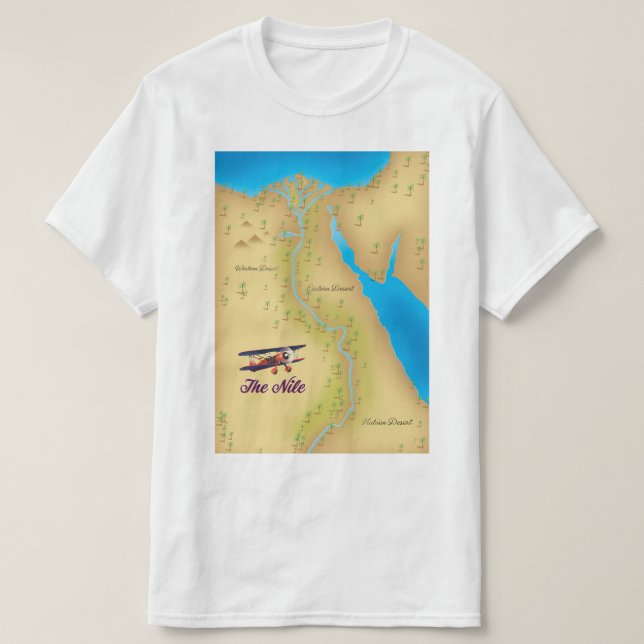 Camiseta El antiguo poster de mapas del estilo del Nilo (Diseño del anverso)