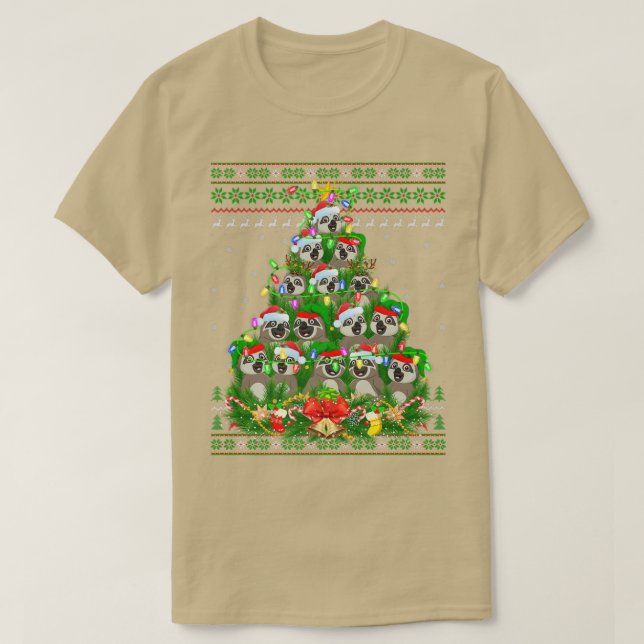 Camiseta El árbol de alumbrado eslovaco Santa Sloth Christm (Diseño del anverso)