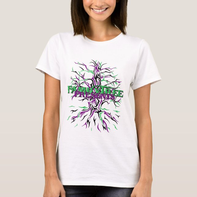 Camiseta El árbol de familia presenta el logotipo (Anverso)
