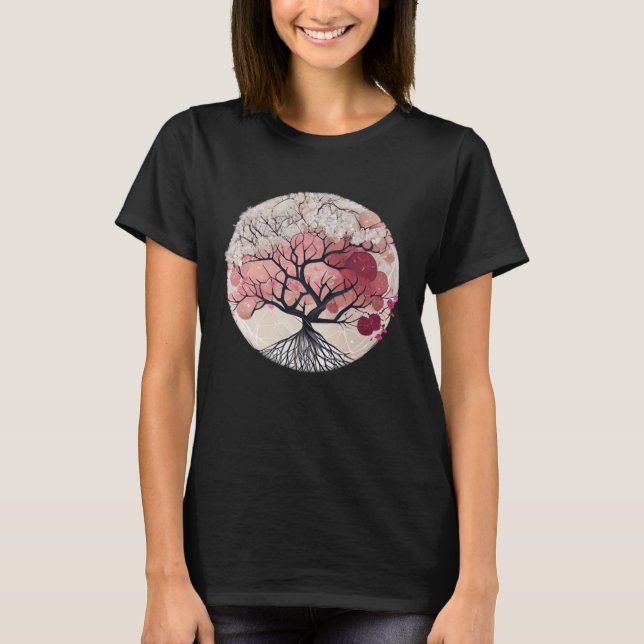 Camiseta El árbol de la flor del cerezo de primavera (Anverso)