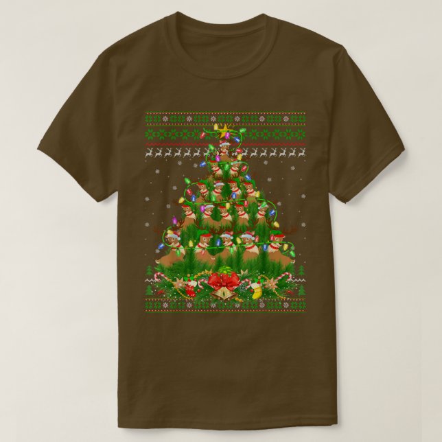 Camiseta El árbol de la luz de los renos Santa Reindeer Feo (Diseño del anverso)