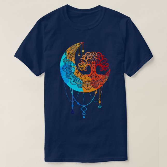 Camiseta El árbol de la vida Mandala Moon Chakra Meditación (Diseño del anverso)