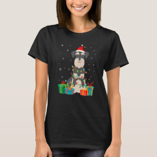 Camiseta El árbol de Navidad de perro Schnauzer ilumina a l