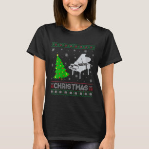Camiseta El árbol de navidad de piano femenino enciende a N