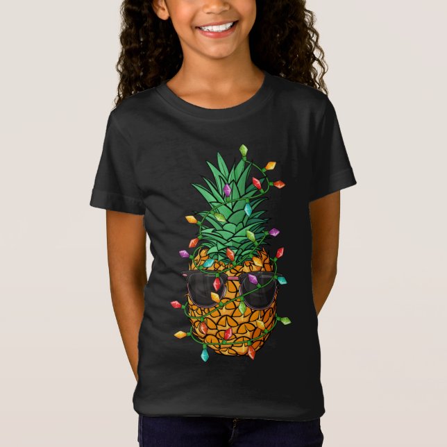 Camiseta El árbol de Navidad de piña ilumina gafas de sol d (Anverso)