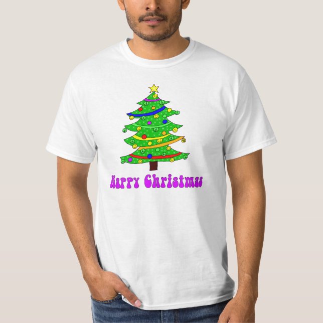 Camiseta El árbol de navidad feliz del Hippie (Anverso)