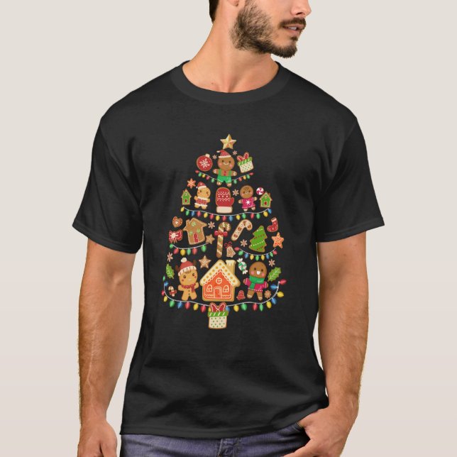 Camiseta El árbol de Navidad Gingerbread enciende la cookie (Anverso)