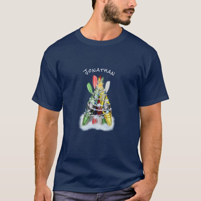 Camiseta El árbol de Navidad Kayak personalizado (Anverso)