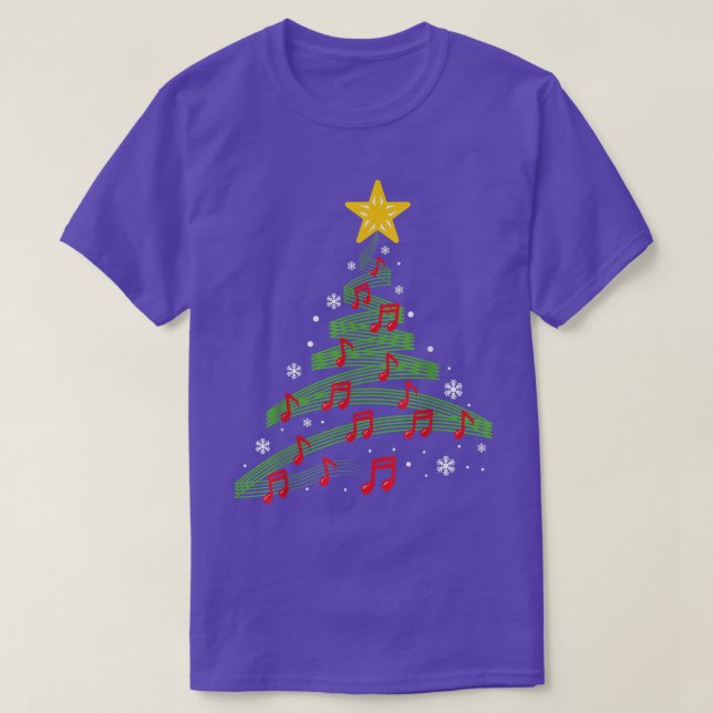 Camiseta El árbol de navidad notas musicales canción navida (Diseño del anverso)