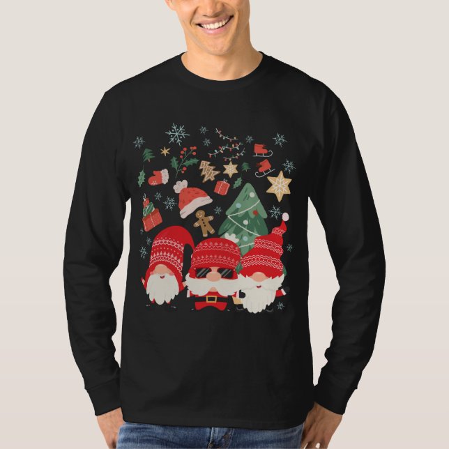 Camiseta El árbol de navidad Santa Hat divertidos Gnomes Sa (Anverso)