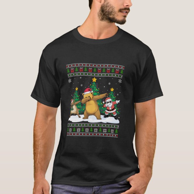 Camiseta El árbol del oso solar de reno de Santa Dabbing se (Anverso)