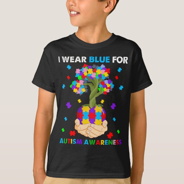 Camiseta El Árbol Que Uso Es Azul Para La Conciencia Del Au (Anverso)