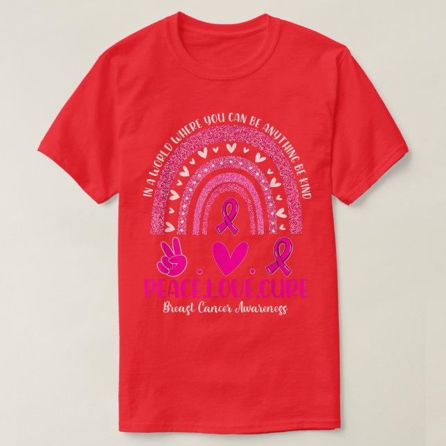 Camiseta El arco iris del cáncer infantil sea amable Paz Cu (Diseño del anverso)
