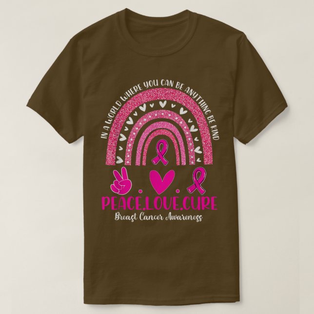 Camiseta El arco iris del cáncer infantil sea amable Paz Cu (Diseño del anverso)