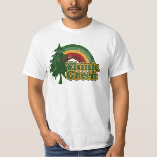 Camiseta El arco iris retro 70s, piensa verde